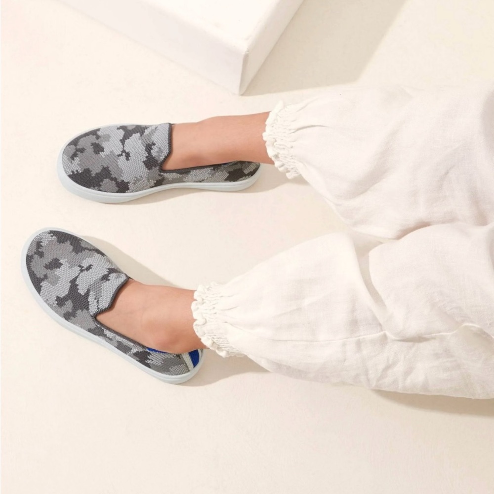 Rothy’s Gray Camouflage Slip-On Kids Sneakers